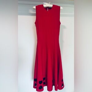 Alexander McQueen Red Midi Dress with Black Accents, Size: Small, Made in Italy